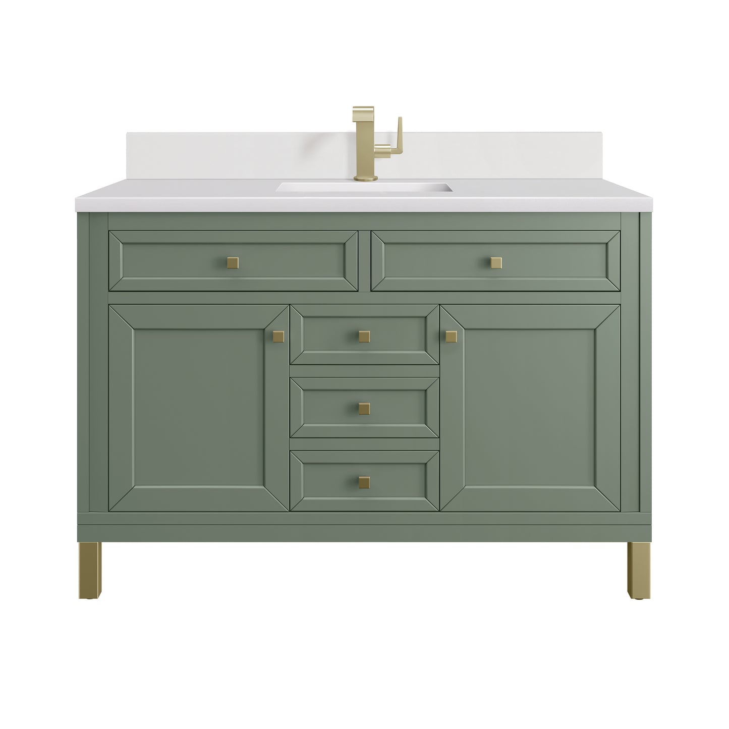 James Martin Chicago 48" Single Vanity with Single Hole 3CM White Zeus Silestone Top & Backsplash