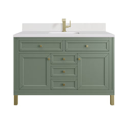James Martin Chicago 48" Single Vanity with Single Hole 3CM White Zeus Silestone Top & Backsplash