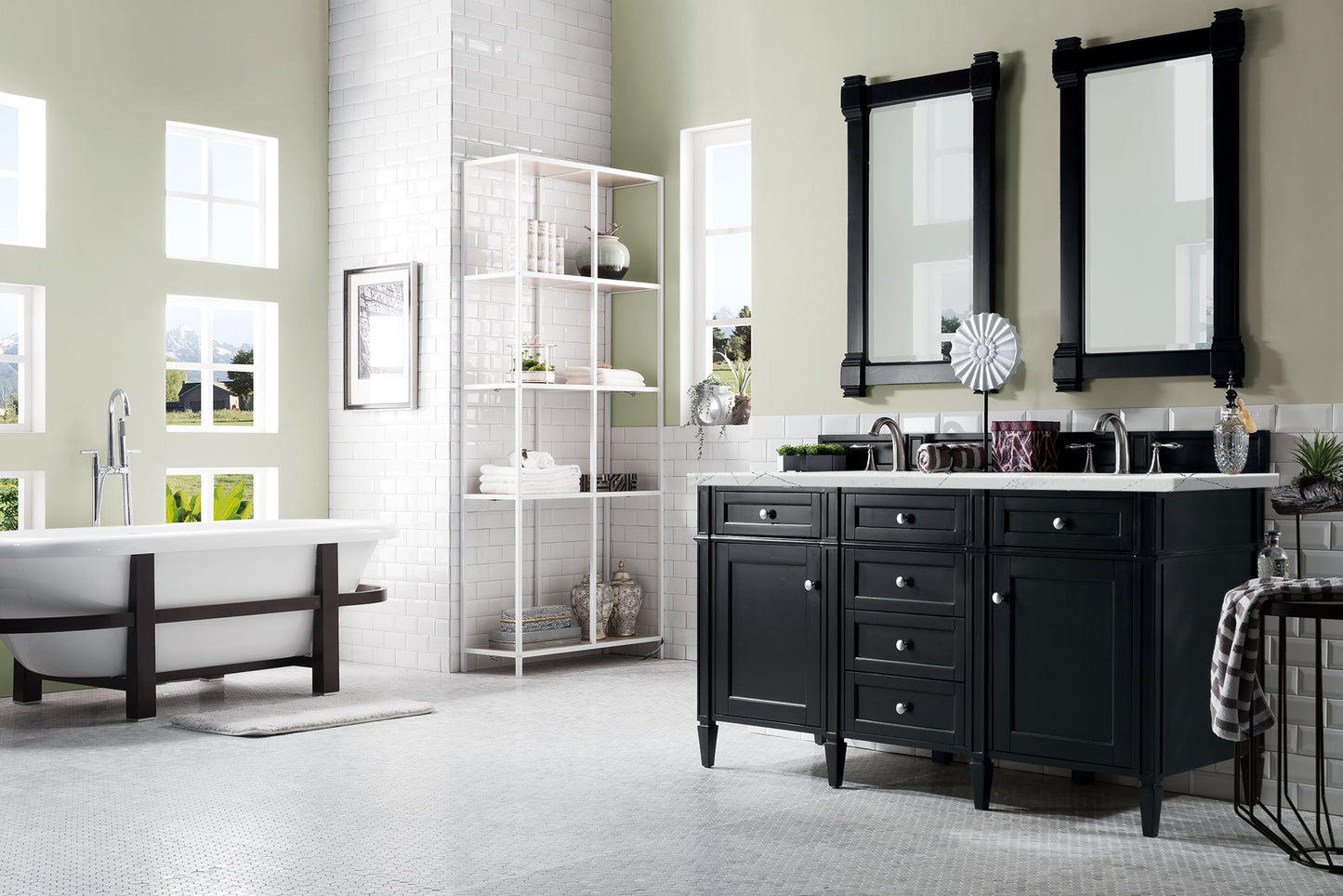 James Martin Brittany 60" Double Vanity with 3 CM Countertop & FreePower Wireless Charger