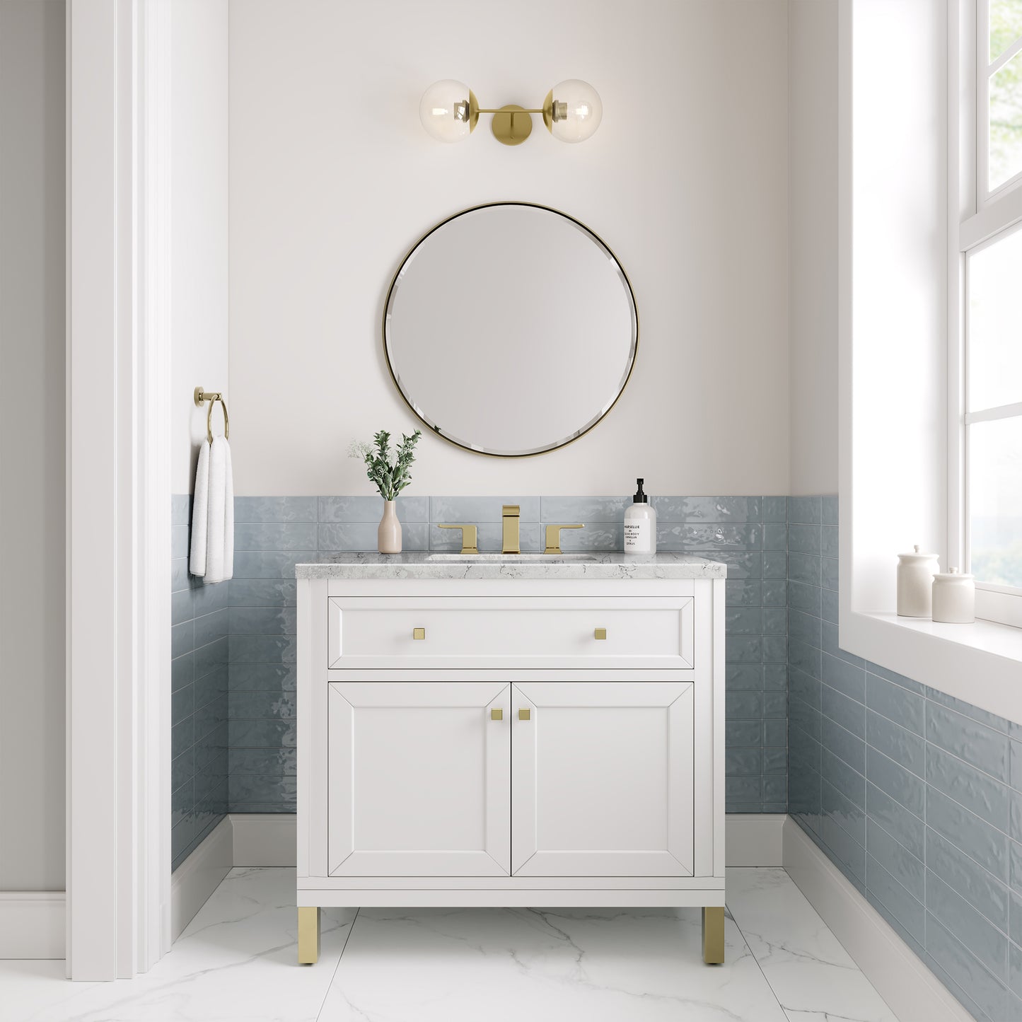 James Martin Chicago 36" Single Vanity, Glossy White - Luxe Bathroom Vanities