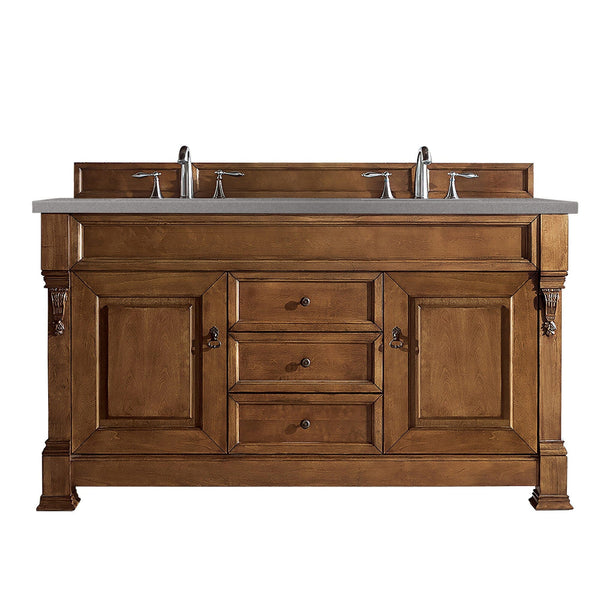 James Martin Brookfield 60" Double Vanity Vanities James Martin Country Oak w/ 3 CM Grey Expo Quartz Top 