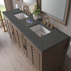 James Martin Portland 72" Double Vanity Whitewashed Walnut with 3 CM Countertop & FreePower Wireless Charger