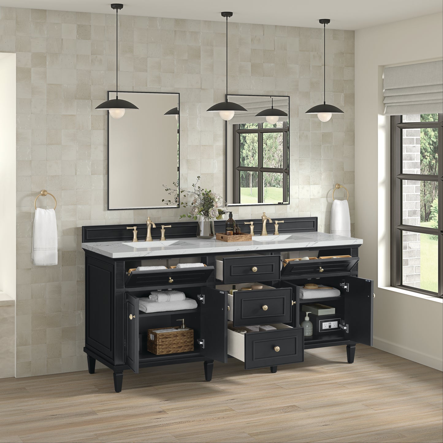 James Martin Lorelai 72" Double Vanity with 3 CM Countertop & FreePower Wireless Charger