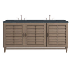 James Martin Portland 72" Double Vanity Whitewashed Walnut with 3 CM Countertop