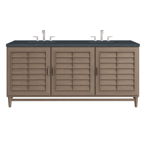 James Martin Portland 72" Double Vanity Whitewashed Walnut with 3 CM Countertop