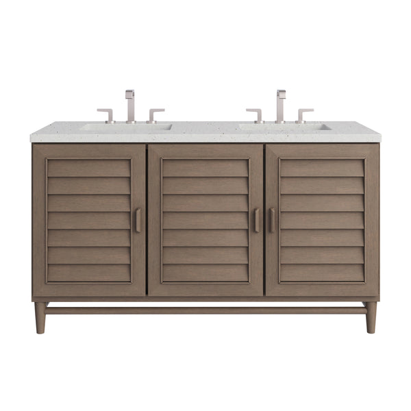 James Martin Portland 60" Double Vanity Whitewashed Walnut with 3 CM Countertop