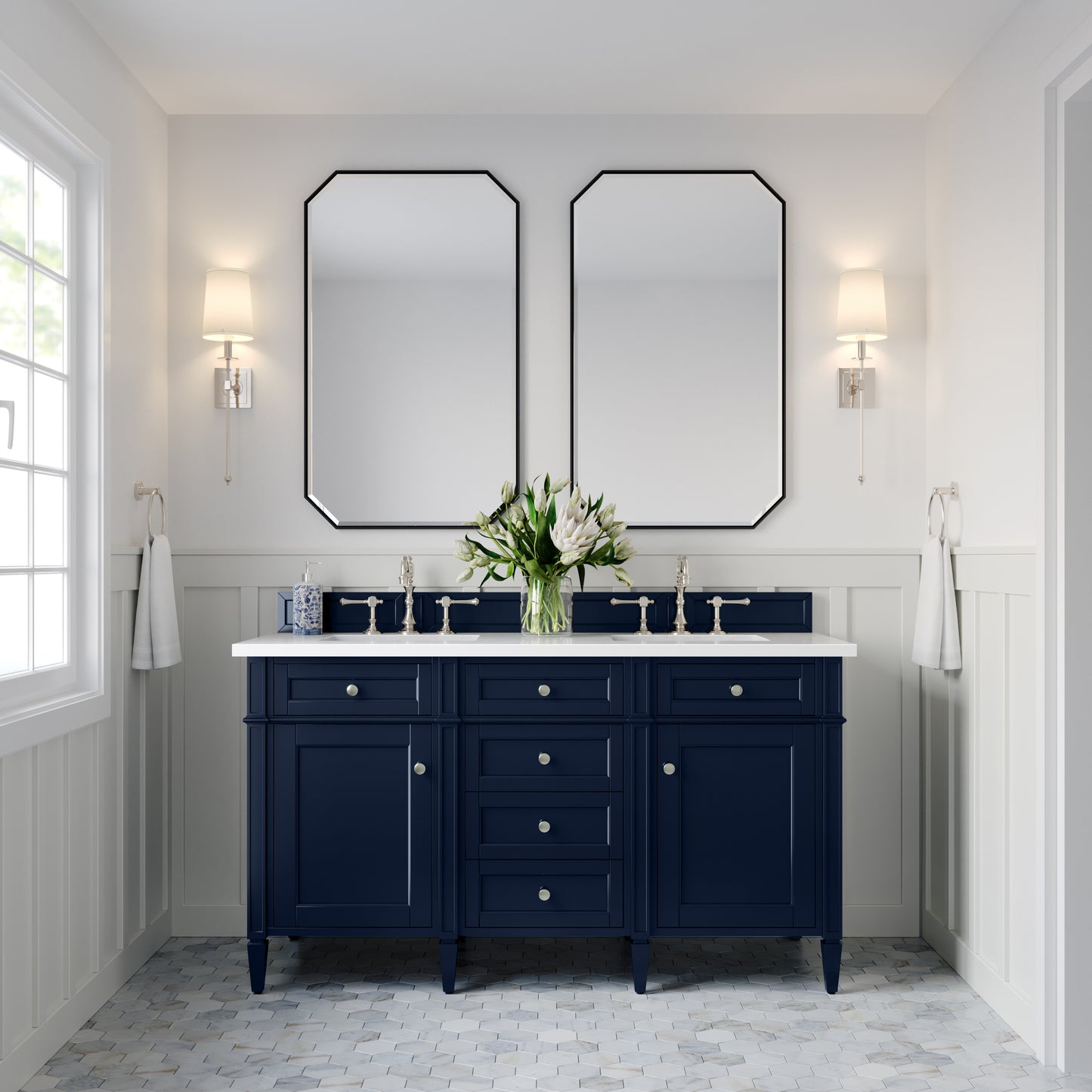 James Martin Brittany 60" Double Vanity with 3 CM Countertop