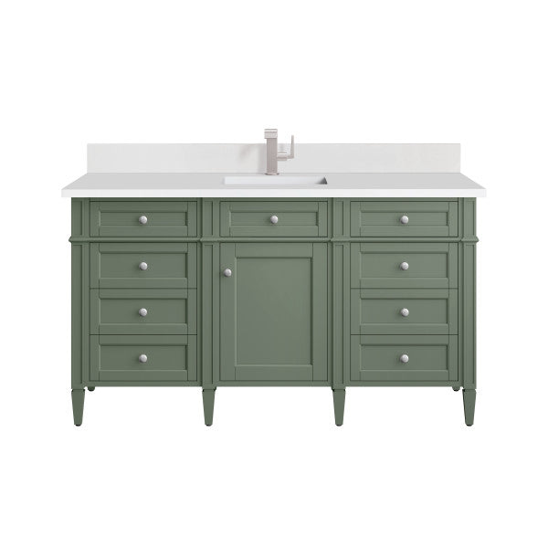 James Martin Brittany 60" Single Vanity, Smokey Celadon - Luxe Bathroom Vanities