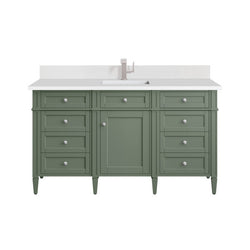 James Martin Brittany 60" Single Vanity, Smokey Celadon - Luxe Bathroom Vanities
