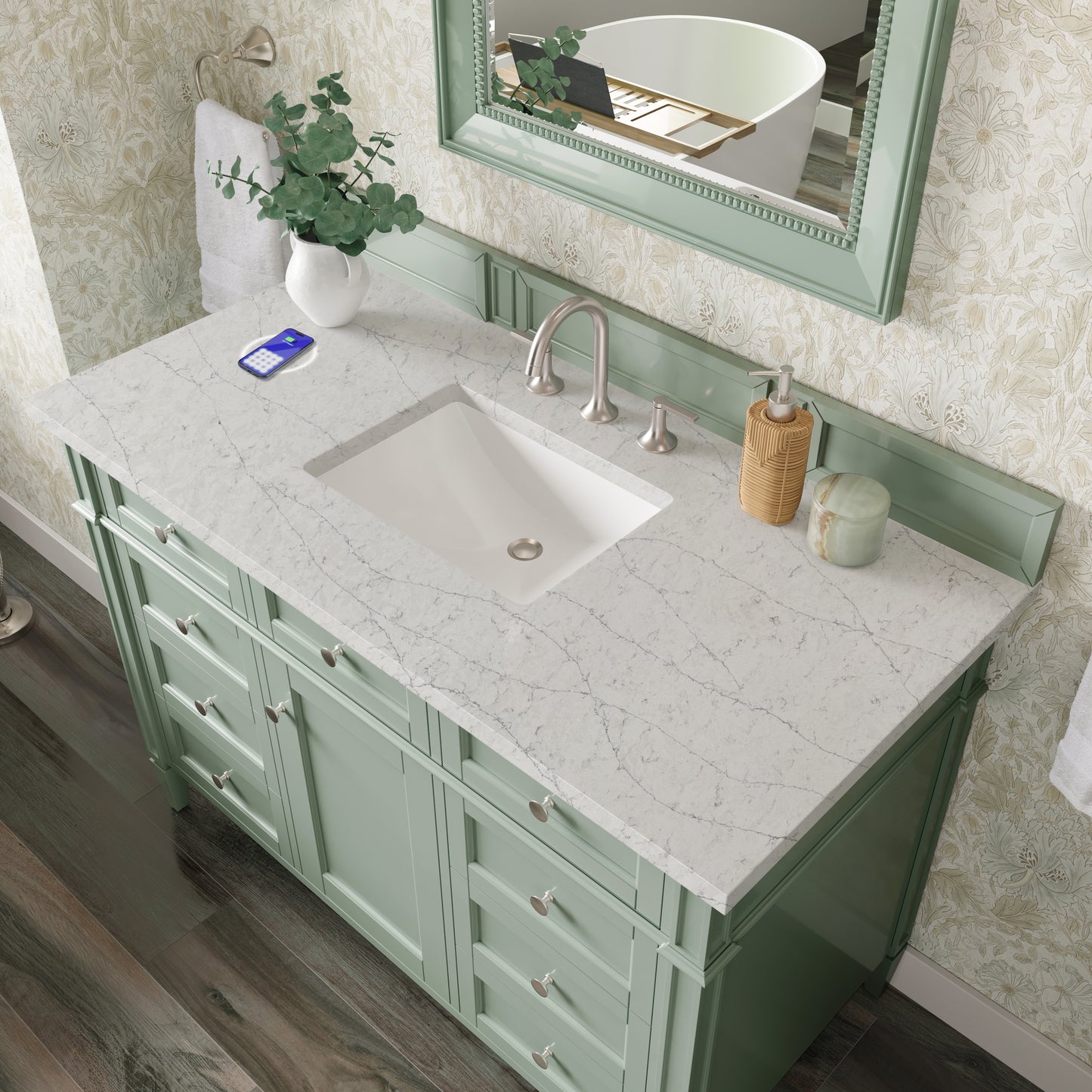 James Martin Brittany 48" Single Vanity with 3 CM Countertop & FreePower Wireless Charger