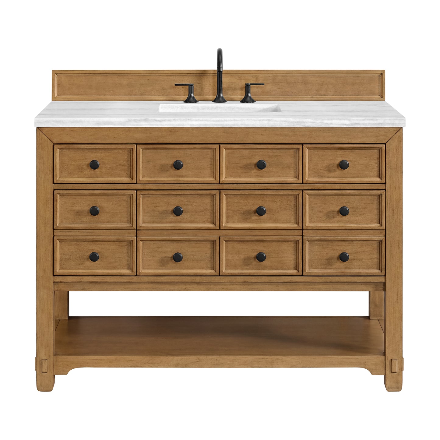 James Martin Malibu 48" Single Vanity, Amber Birch w/ 3 CM Counter Top - Luxe Bathroom Vanities