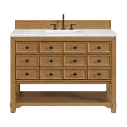 James Martin Malibu 48" Single Vanity, Amber Birch w/ 3 CM Counter Top - Luxe Bathroom Vanities