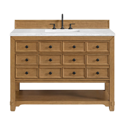 James Martin Malibu 48" Single Vanity, Amber Birch w/ 3 CM Counter Top - Luxe Bathroom Vanities