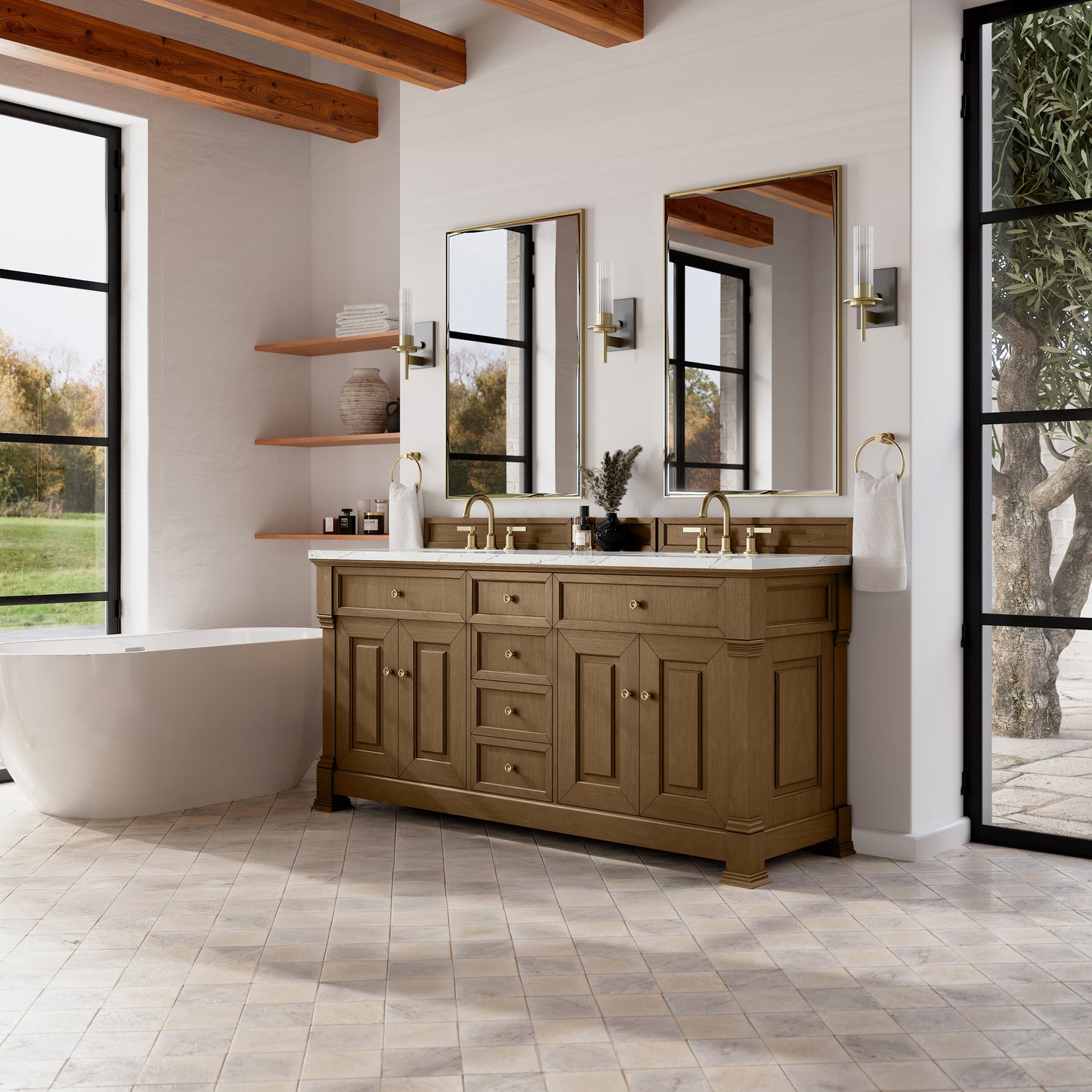 James Martin Brookfield 72" Double Vanity with 3 CM Countertop & FreePower Wireless Charger