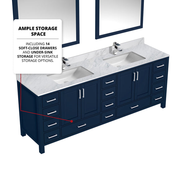 Lexora Collection Jacques 84 inch Double Bath Vanity, Top, Faucet Set, and 34 inch Mirrors - Luxe Bathroom Vanities