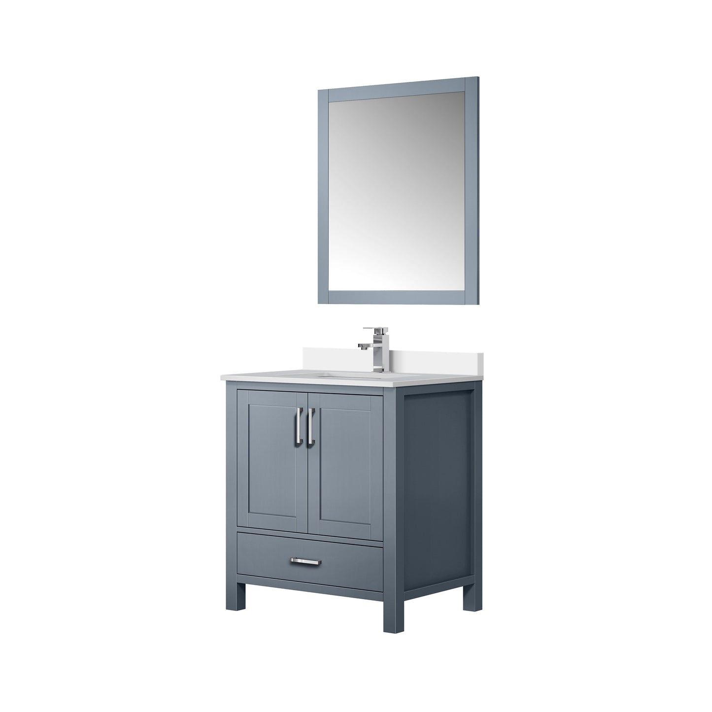 Lexora Collection Jacques 30 inch Bath Vanity, Top, Faucet Set, and 28 inch Mirror - Luxe Bathroom Vanities