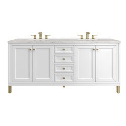 James Martin Chicago 72" Double Vanity, Glossy White - Luxe Bathroom Vanities