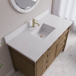 James Martin Brittany 48" Single Vanity with Single Hole 3 CM White Zeus Quartz Top & Backsplash