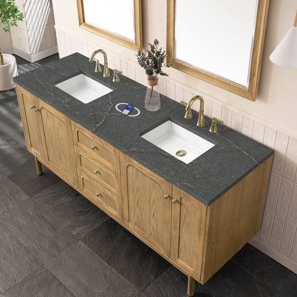 James Martin Laurent 72" Double Vanity with 3 CM Countertop & FreePower Wireless Charger