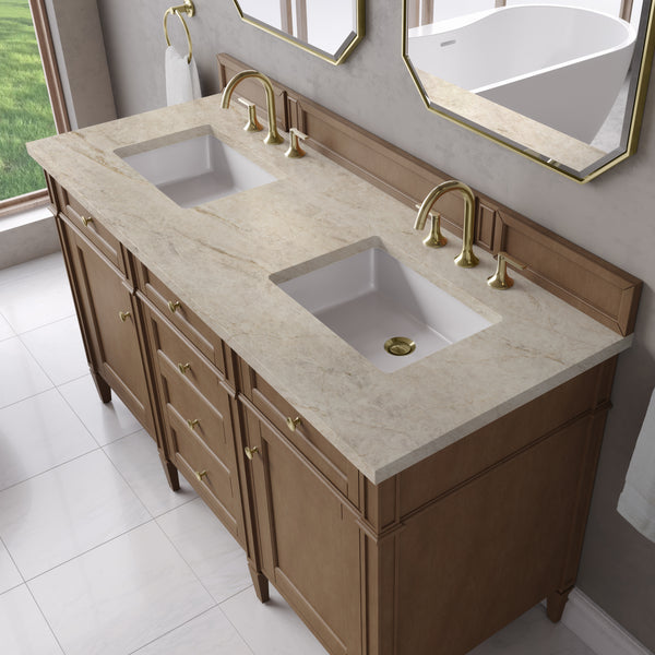 James Martin Brittany 60" Double Vanity with 3 CM Countertop & FreePower Wireless Charger