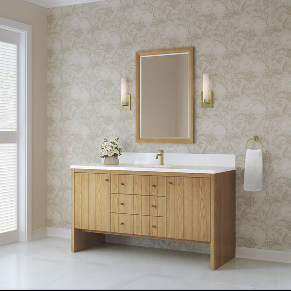 James Martin Hudson 60" Single Vanity with Single Hole 3 CM White Zeus Silestone Top and Matching Backsplash