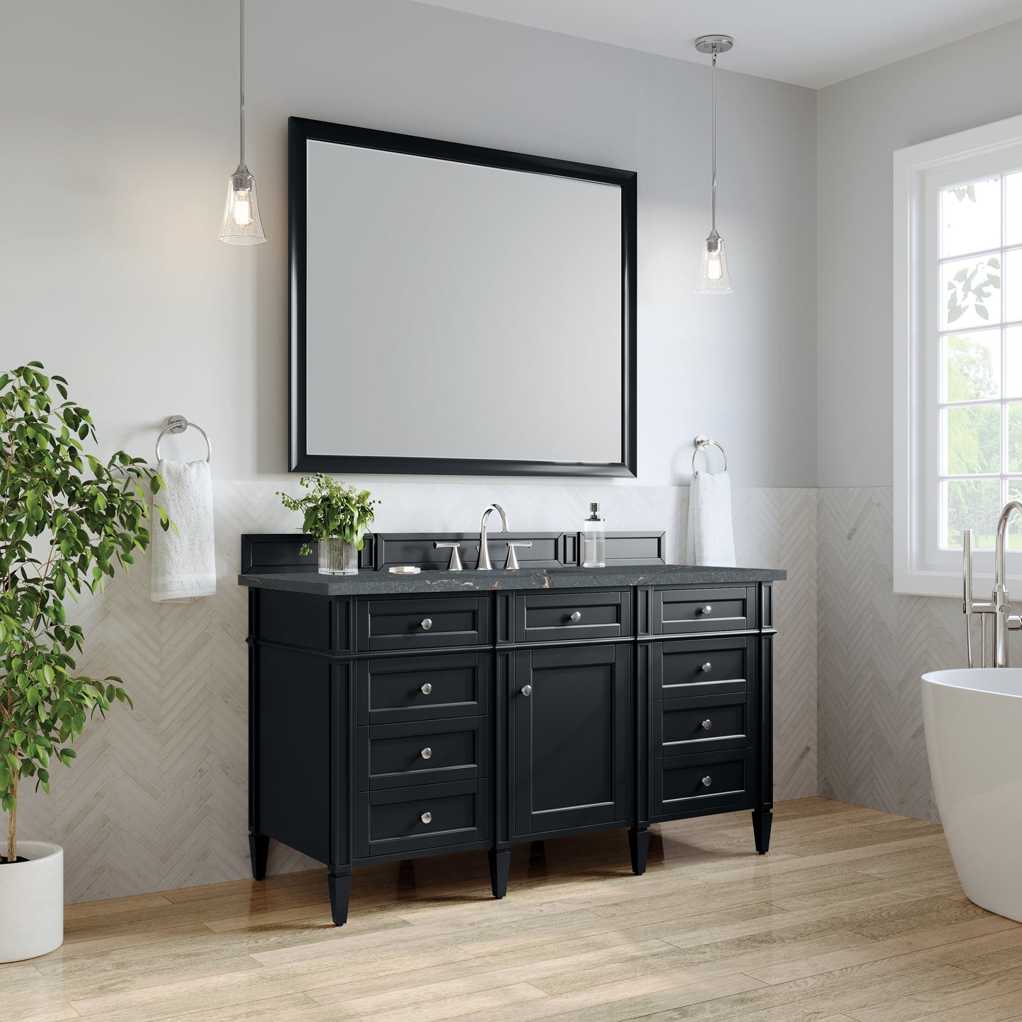 James Martin Brittany 60" Single Vanity with 3 CM Countertop & FreePower Wireless Charger