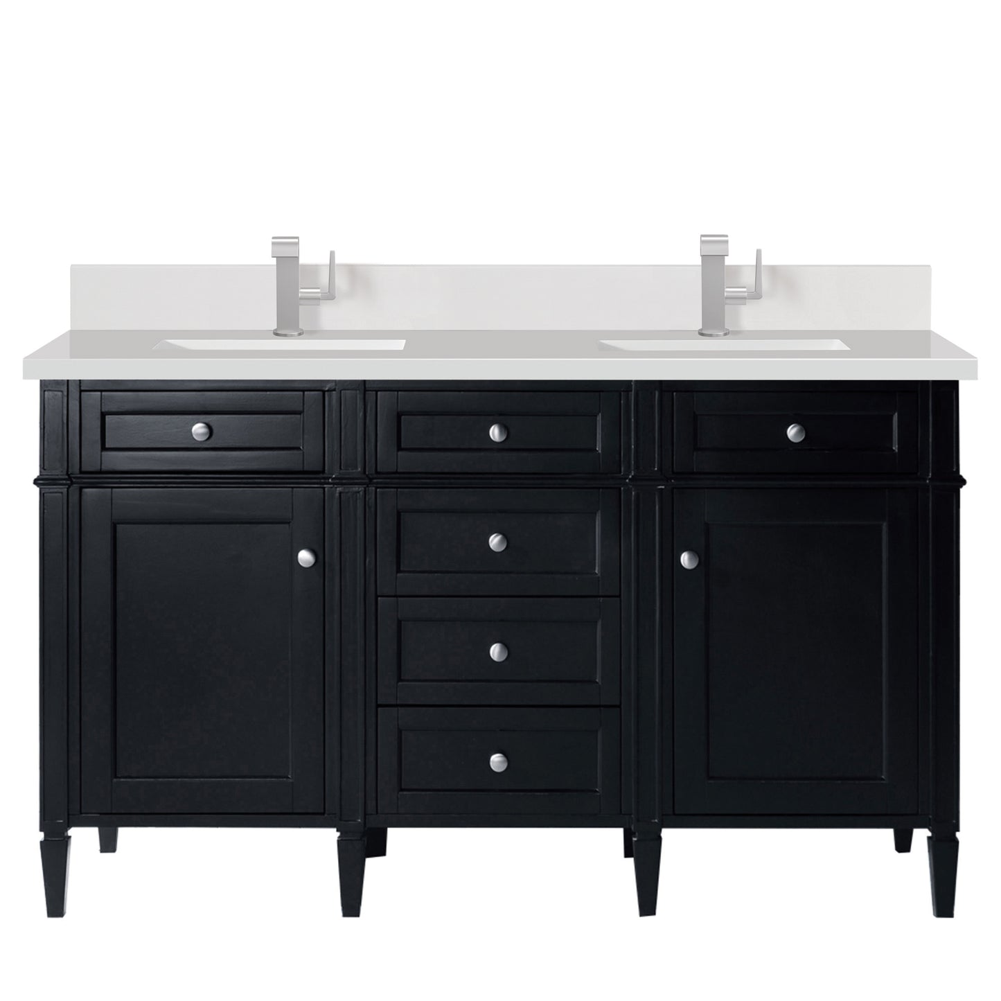 James Martin Brittany 60" Double Vanity with Single Hole 3 CM White Zeus Silestone Top & Backsplash