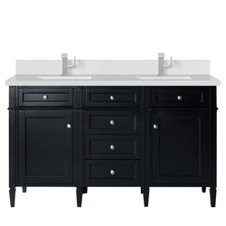 James Martin Brittany 60" Double Vanity with Single Hole 3 CM White Zeus Silestone Top & Backsplash