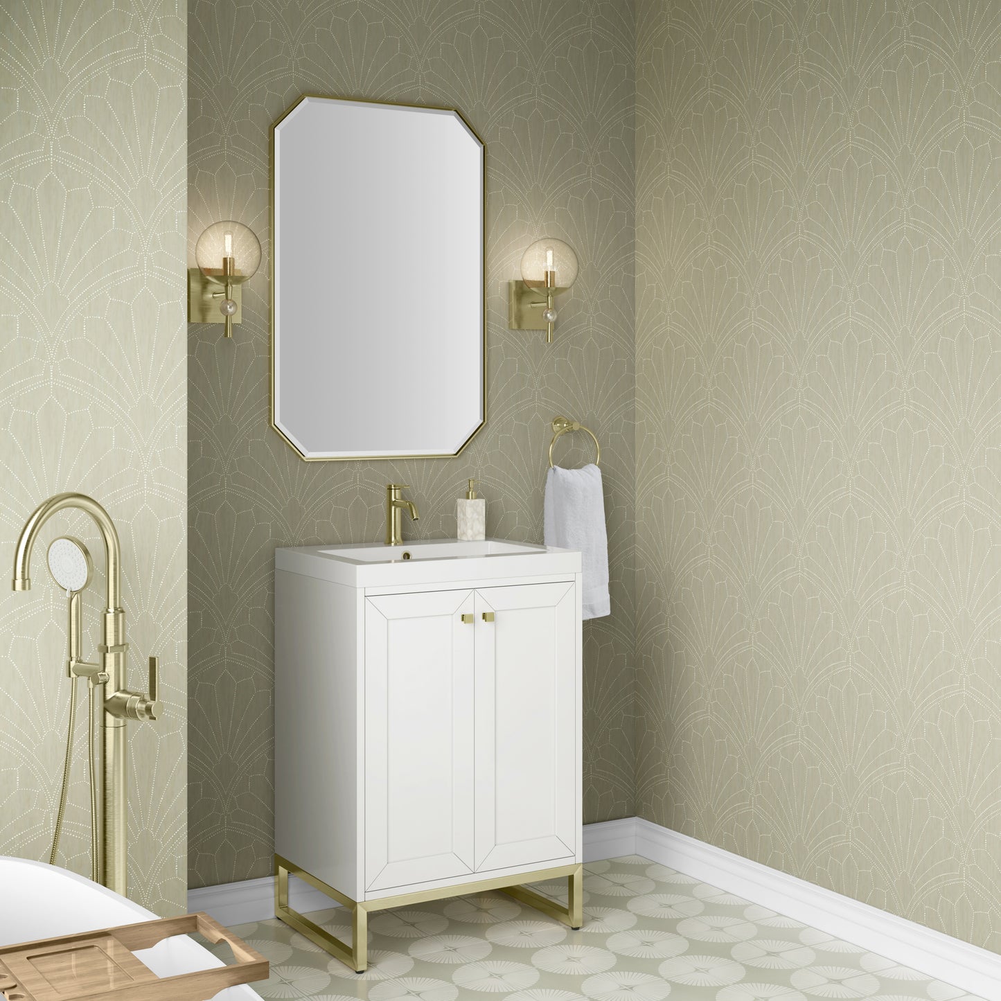 James Martin Chianti Single Vanity with White Glossy Composite Stone Top