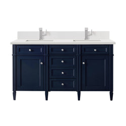 James Martin Brittany 60" Double Vanity with Single Hole 3 CM White Zeus Silestone Top & Backsplash