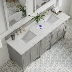 James Martin Brittany 72" Double Vanity with 3 CM Countertop & FreePower Wireless Charger