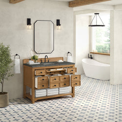James Martin Malibu 48" Single Vanity, Amber Birch with 3 CM Countertop & FreePower Wireless Charger