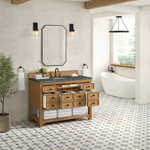 James Martin Malibu 48" Single Vanity, Amber Birch with 3 CM Countertop & FreePower Wireless Charger