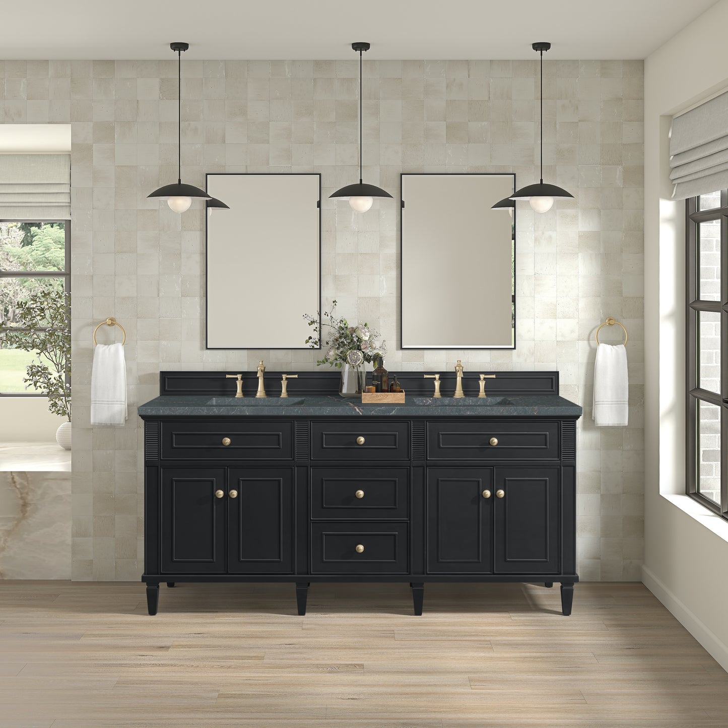 James Martin Lorelai 72" Double Vanity with 3 CM Countertop & FreePower Wireless Charger