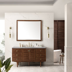 James Martin Amberly 60" Single Vanity, Mid-Century Walnut