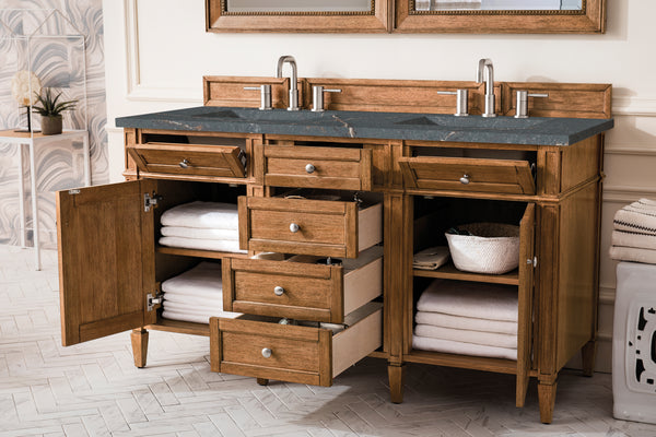 James Martin Brittany 60" Double Vanity with 3 CM Countertop & FreePower Wireless Charger