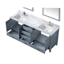 Lexora Collection Jacques 80 inch Double Bath Vanity, Top, Faucet Set, and 30 inch Mirrors - Luxe Bathroom Vanities