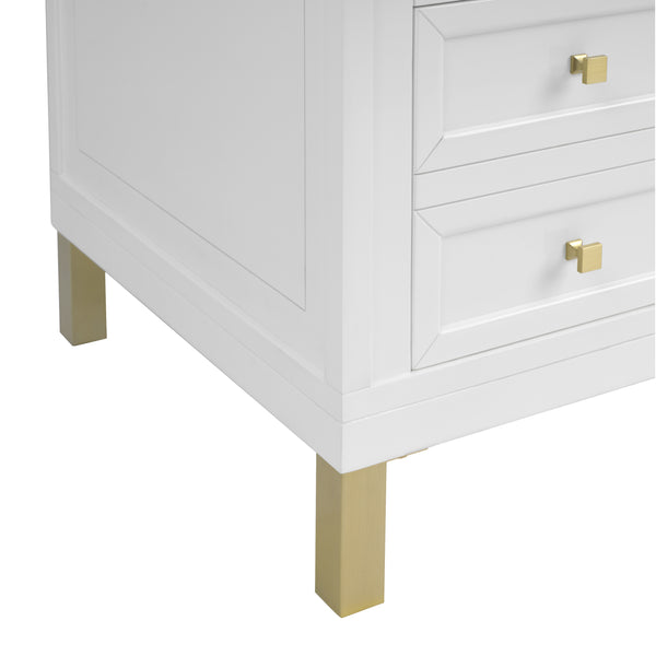 James Martin Chicago 60" Double Vanity with Single Hole 3CM White Zeus Silestone Top & Backsplash