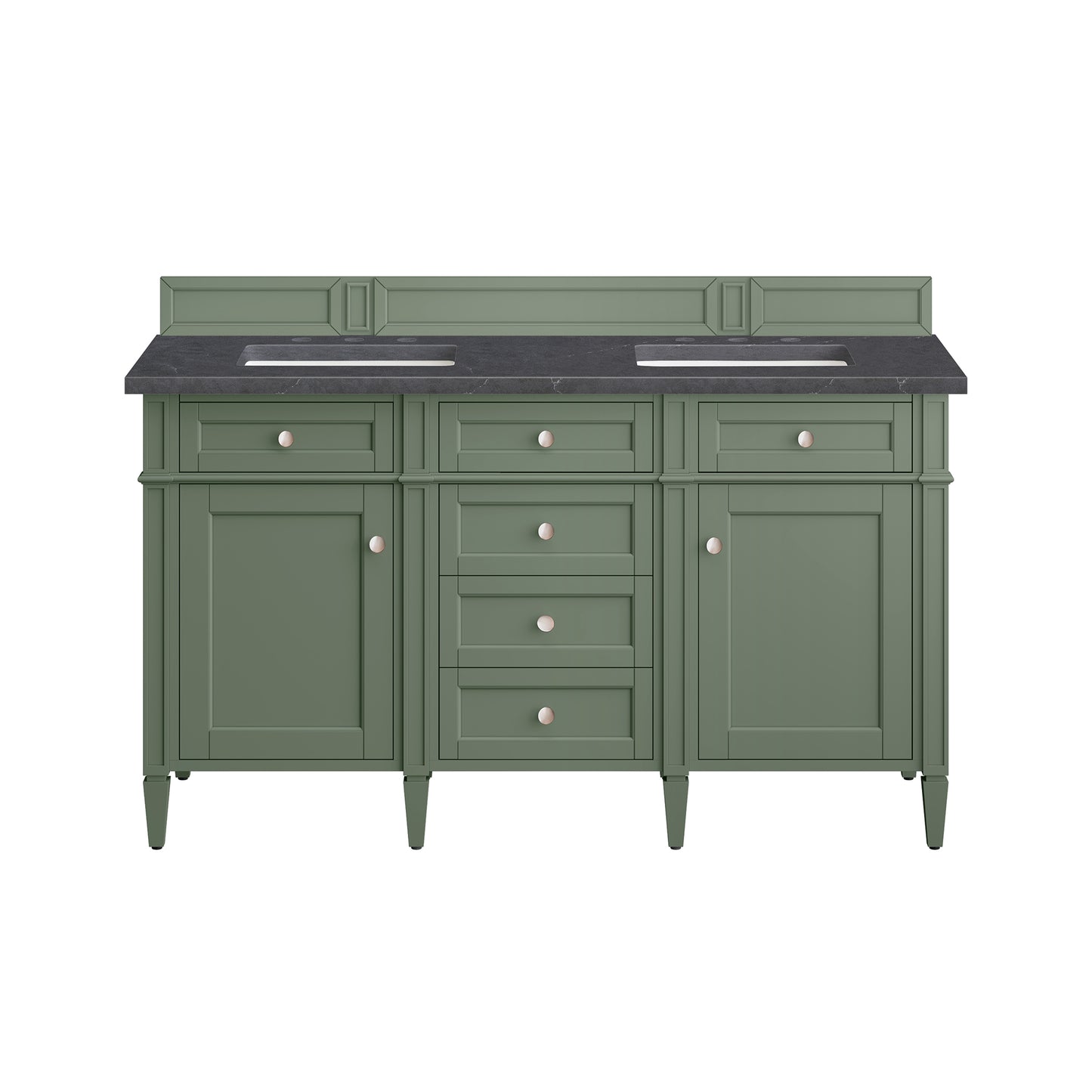 James Martin Brittany 60" Double Vanity, Smokey Celadon - Luxe Bathroom Vanities