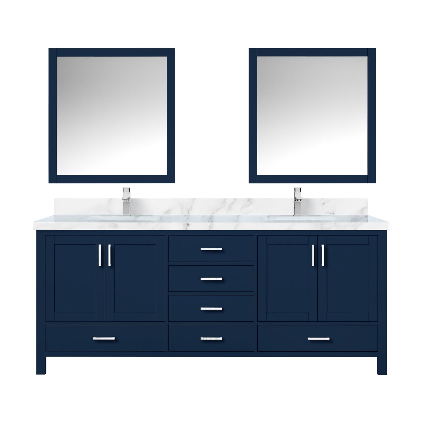 Lexora Collection Jacques 80 inch Double Bath Vanity, Top, Faucet Set, and 30 inch Mirrors - Luxe Bathroom Vanities