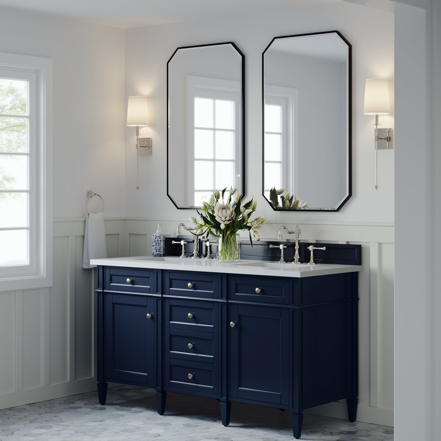 James Martin Brittany 60" Double Vanity with 3 CM Countertop