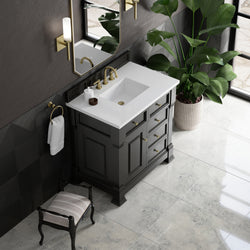 James Martin Brookfield 36" Single Vanity, Black Onyx with 3 CM Countertop - Luxe Bathroom Vanities