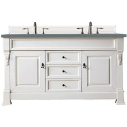 James Martin Brookfield 60" Double Vanity Vanities James Martin Bright White w/ 3 CM Cala Blue Quartz Top 