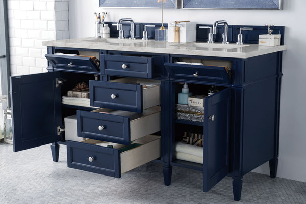 James Martin Brittany 60" Double Vanity with 3 CM Countertop & FreePower Wireless Charger
