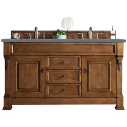 James Martin Brookfield 60" Double Vanity Vanities James Martin Country Oak w/ 3 CM Cala Blue Quartz Top 