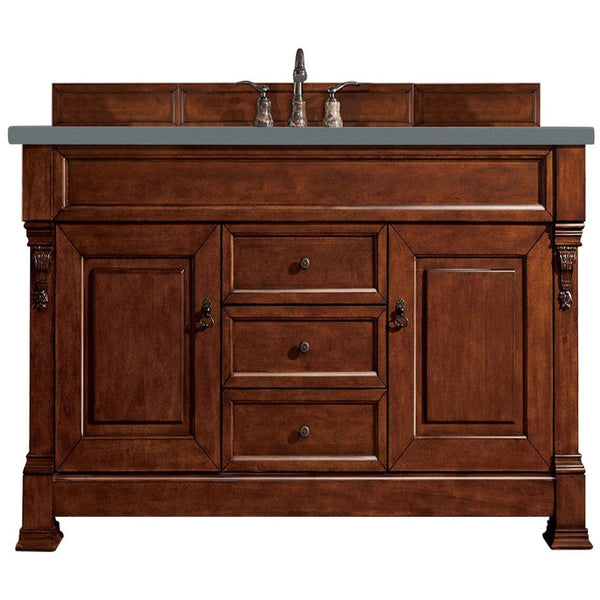 James Martin Brookfield 60" Single Vanity Vanities James Martin Warm Cherry w/ 3 CM Cala Blue Quartz Top 