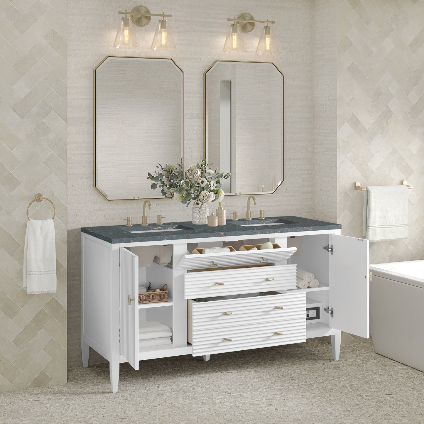 James Martin Myrrin 60" Double Vanity with 3 CM Countertop