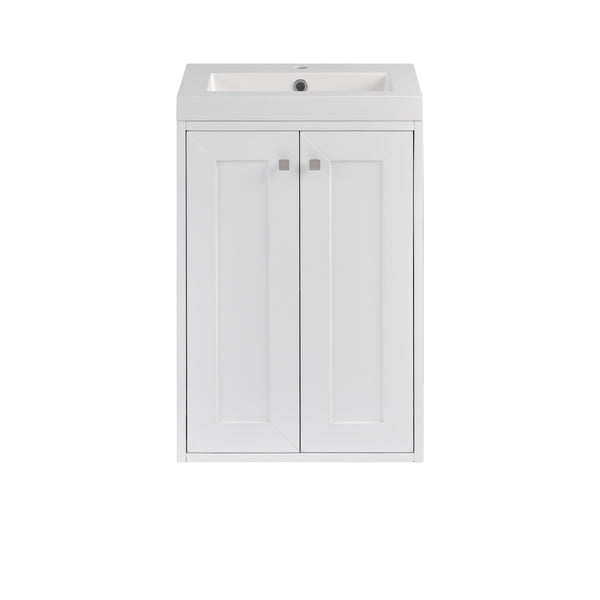 James Martin Chianti Single Floating Vanity with White Glossy Composite Stone Top