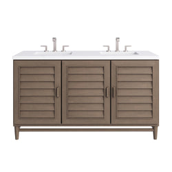 James Martin Portland 60" Double Vanity Whitewashed Walnut with 3 CM Countertop