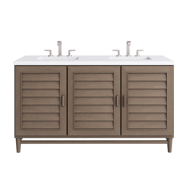 James Martin Portland 60" Double Vanity Whitewashed Walnut with 3 CM Countertop